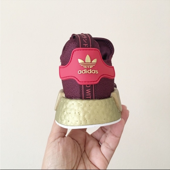 Adidas NMD R1 Burgundy Maroon Glory Red Gold - Picture 6 of 7
